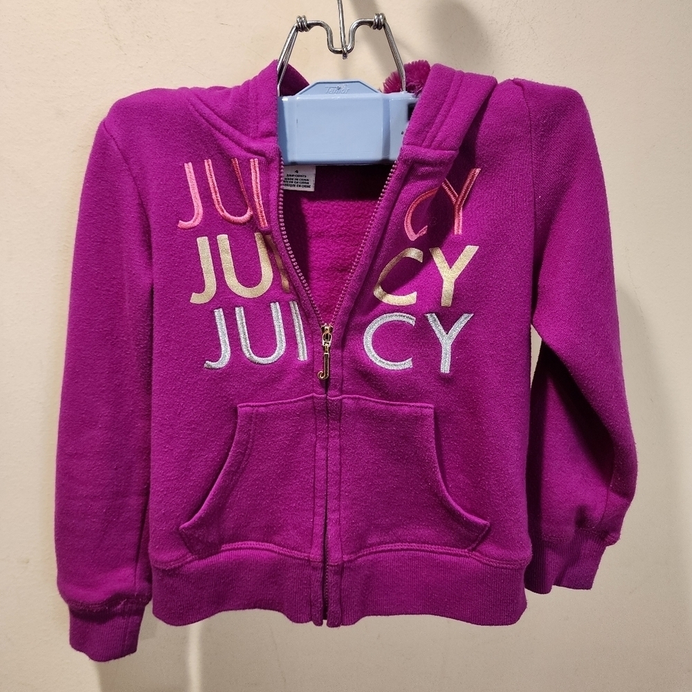 Juicy Couture Girls pink Fleece Hoodie cotton blended Sweatshirt size 4T